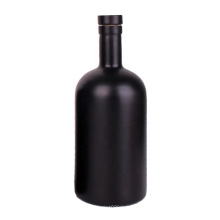 Luxury 1000ml matte black  liquor wine vodka glass bottle with stopper